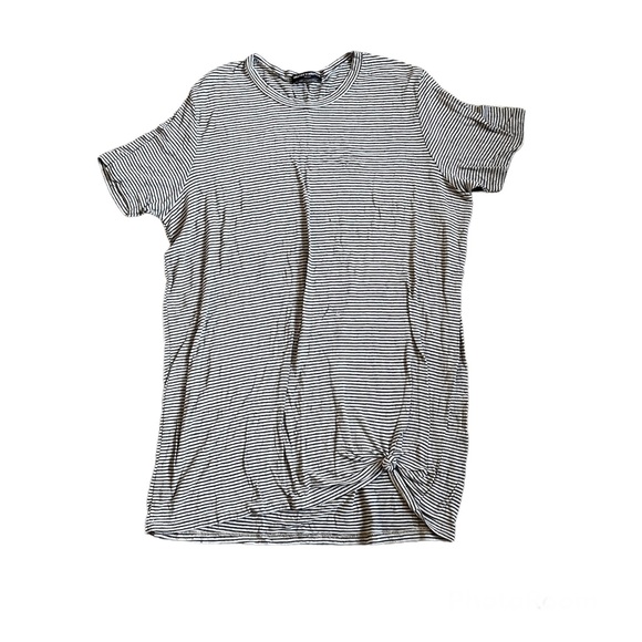 Brandy Melville Tops - BRANDY MELVILLE grey on grey striped short sleeved long top with a knotted waist